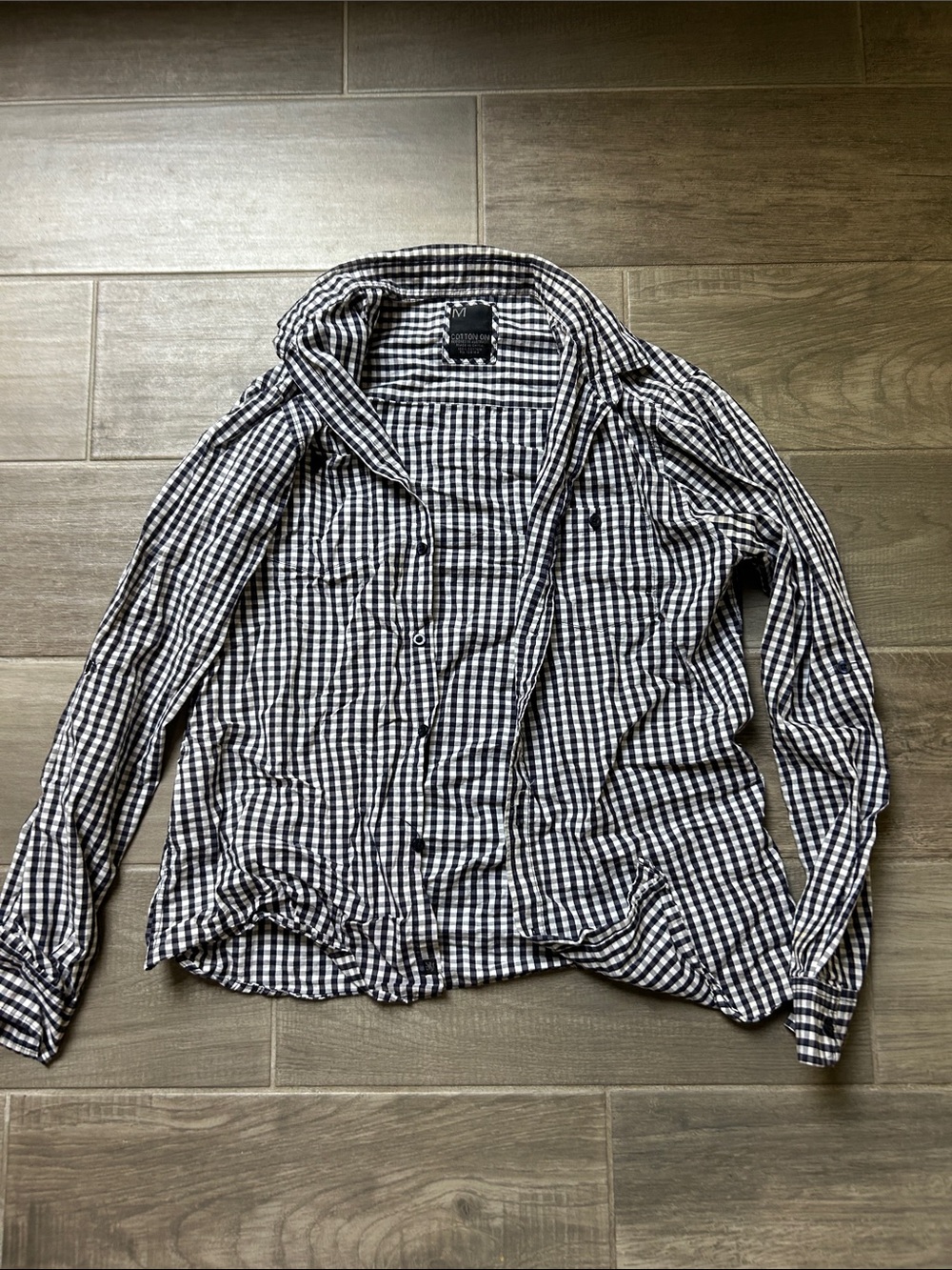 Cotton On Navy and White Gingham Shirt